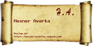 Hexner Avarka névjegykártya